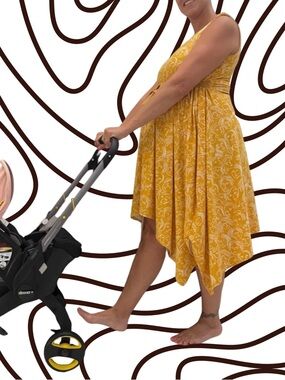 Made by Me: EUC Faces Boho Flared Yellow Dress Maternity Breastfeeding Friendly